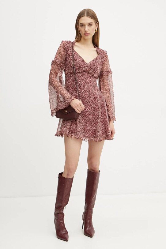 Шёлковое платье Weekend Max Mara 2425226013600 бордо AW24