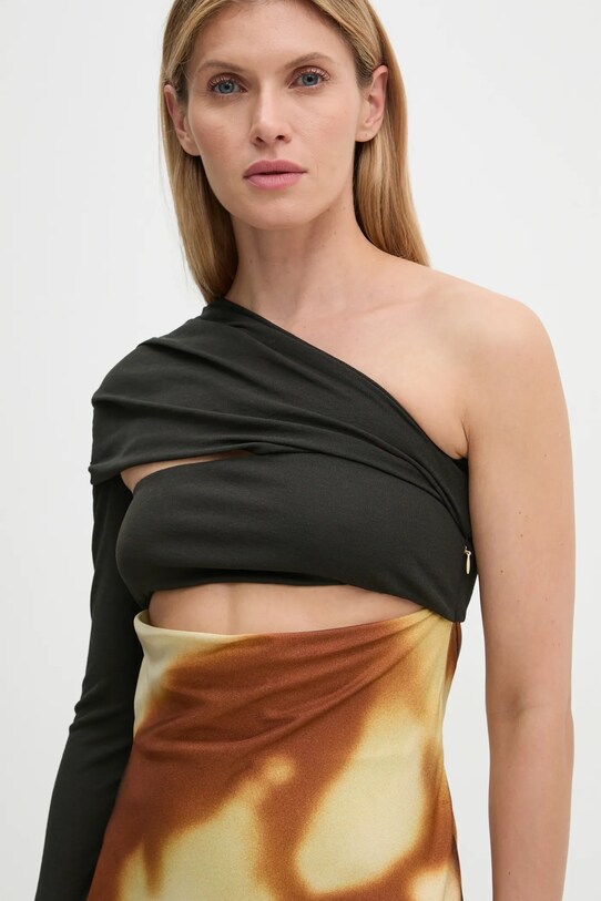 Nanushka rochie de matase EIRAH portocaliu NW24FWDR41050