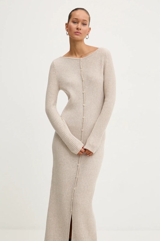 Vlněné šaty Abercrombie & Fitch KI159.5063.180 béžová AW24