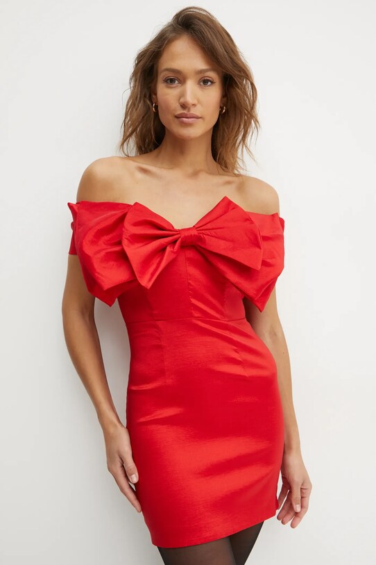 Bardot rochie MINI BOW DRESS rosu 54327DB2