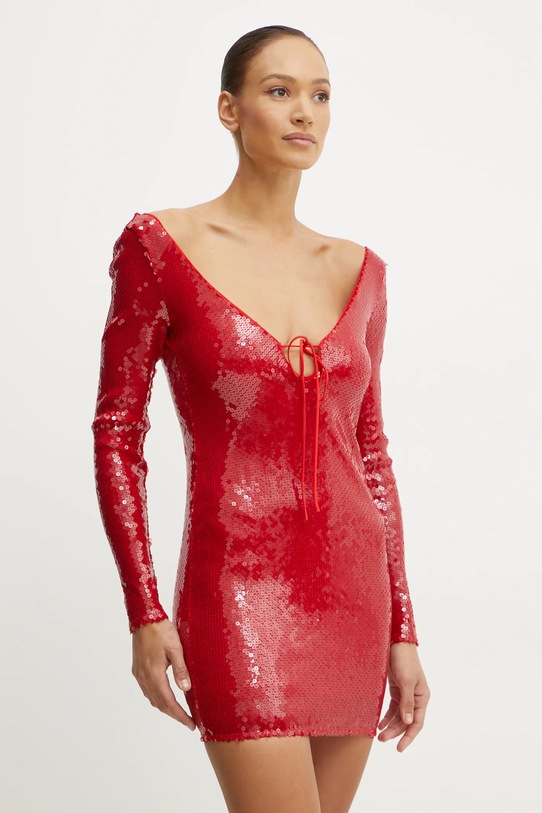 Šaty Bardot VERONA hladký červená 59513DB1