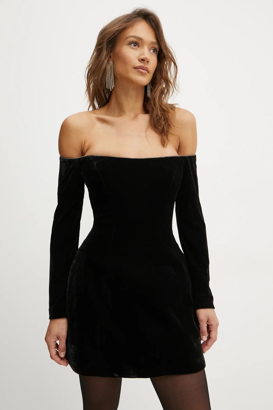 Платье из велюра Bardot NADENE чёрный 59528DB1