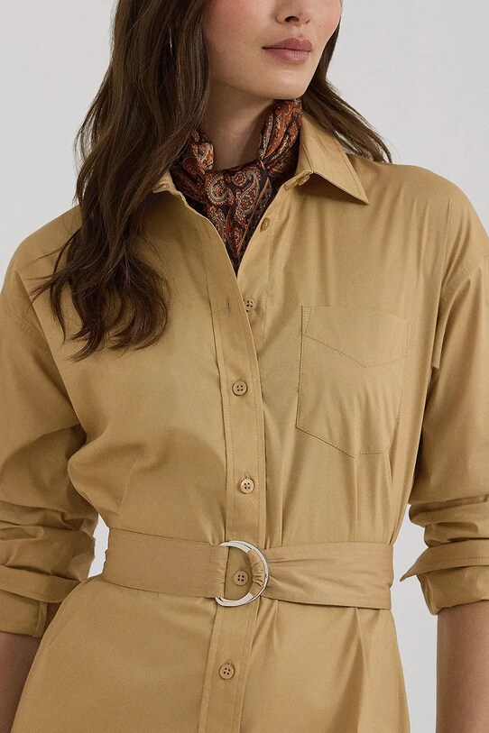 Платье с примесью шелка Lauren Ralph Lauren бежевый 200940277