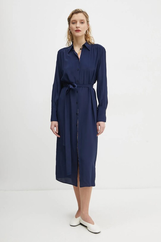 Платье с примесью шелка PS Paul Smith casual тёмно-синий W2R.606D.P31186
