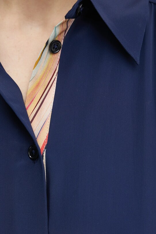 PS Paul Smith rochie din amestec de matase W2R.606D.P31186 bleumarin