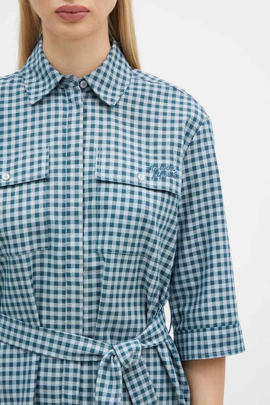 Хлопковое платье Maison Kitsuné Double Pocket голубой NW01620WC5015