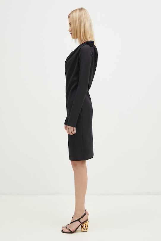 JW Anderson sukienka Shoulder Drape V-Neck Dress DR0446.PG1573.999 czarny AW24