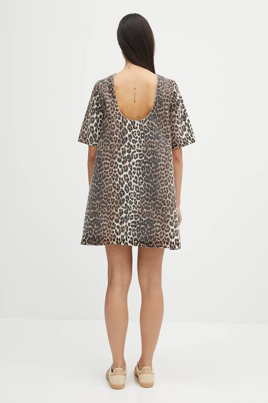 Clothing GANNI denim dress Print Denim Open Back Mini J1677 brown