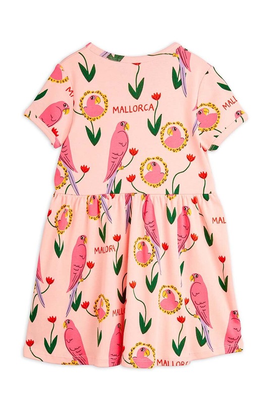 Mini Rodini sukienka bawełniana dziecięca Parrots 2465012028 różowy AW24