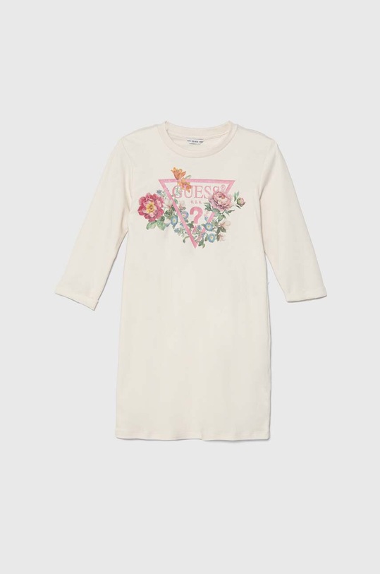 Дитяча бавовняна сукня Guess довгий бежевий J3YK13.KA6W4.9BYH