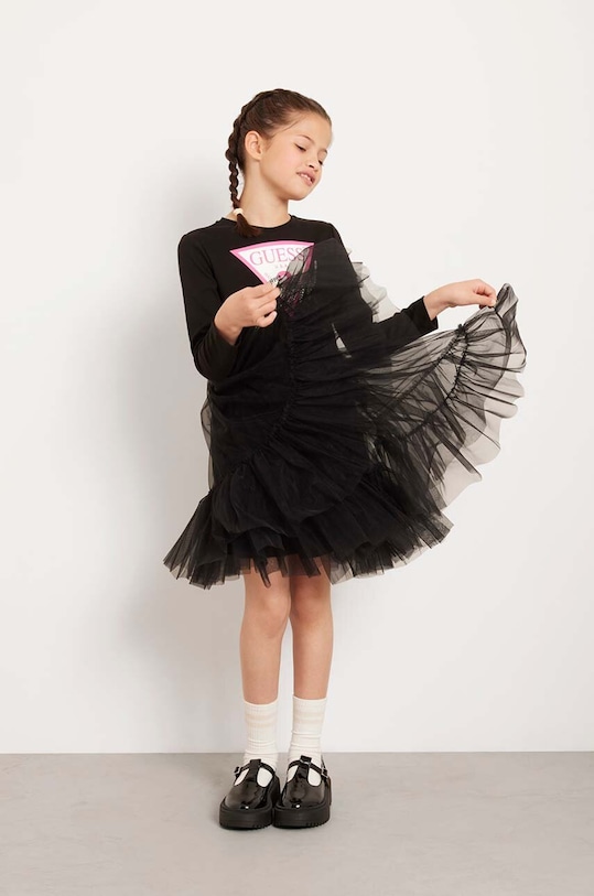 Guess sukienka dziecięca długi czarny J4YK06.KB8R0.9BYH