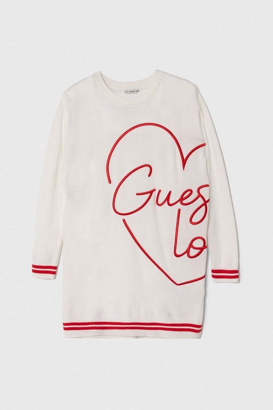 Dievčenské šaty Guess s elastanom biela J4YK08.Z3FV0.9BYH