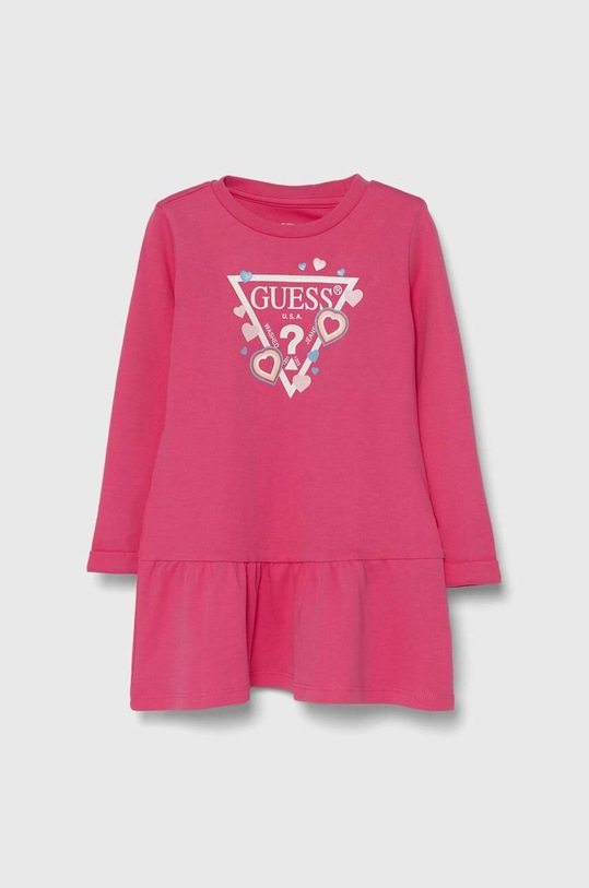 Guess sukienka bawełniana dziecięca nadruk różowy K3YK13.KA6W4.9BYH