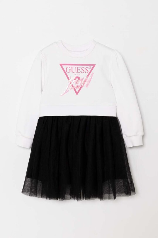 Дитяча бавовняна сукня Guess довгий білий K4YK09.KB8R0.9BYH