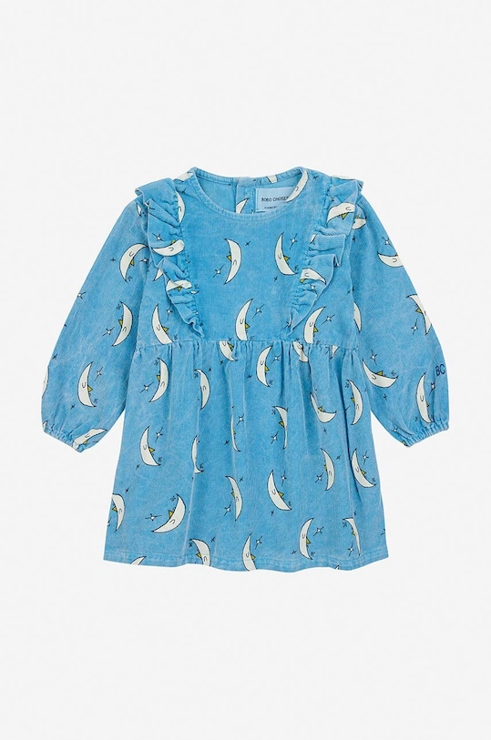 Dětské bavlněné šaty Bobo Choses Beneath The Moon 224AB083 modrá AW24
