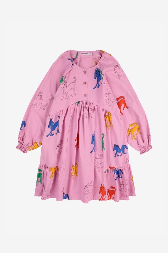 Dětské bavlněné šaty Bobo Choses Wonder Horse 224AC110 růžová AW24