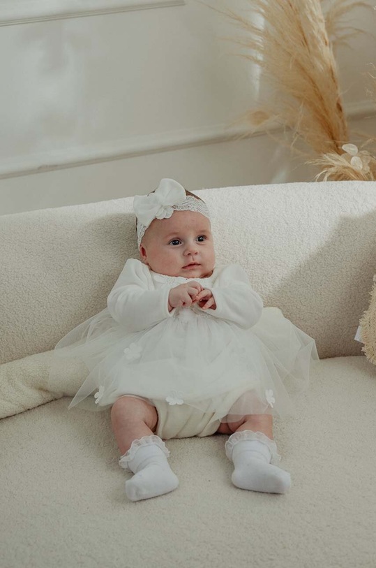 Jamiks vestito neonato GIZA mini bianco GIZA.Sukienka.JZH102