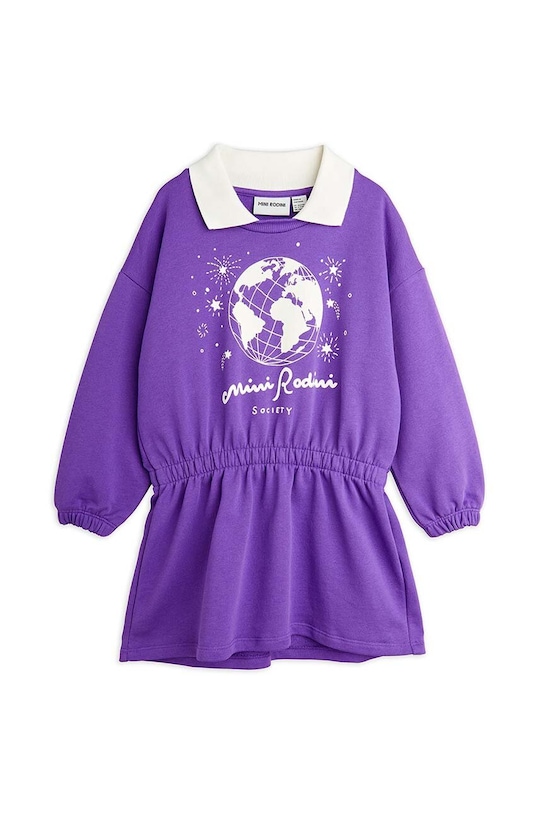Дитяча бавовняна сукня Mini Rodini 2475010645 фіолетовий AW24