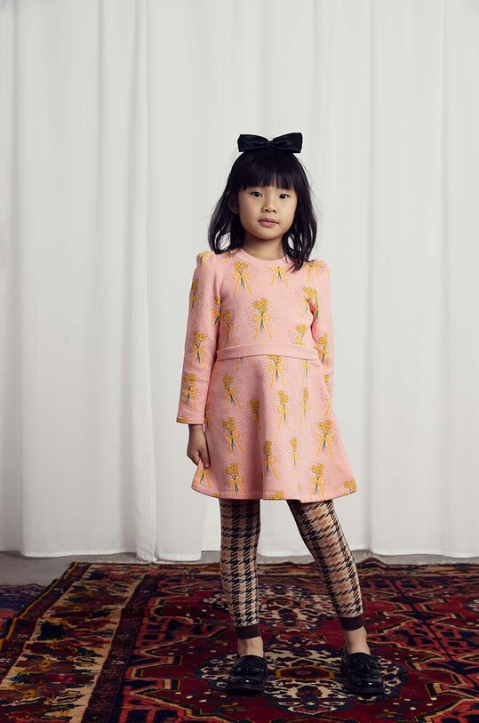 Дитяча бавовняна сукня Mini Rodini Winter flowers довгий рожевий 2475012028