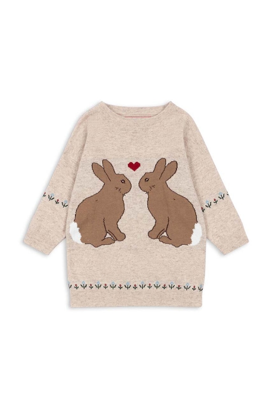 Дитяча сукня з домішкою вовни Konges Sløjd ELI KNIT DRESS KS101494 бежевий AW24