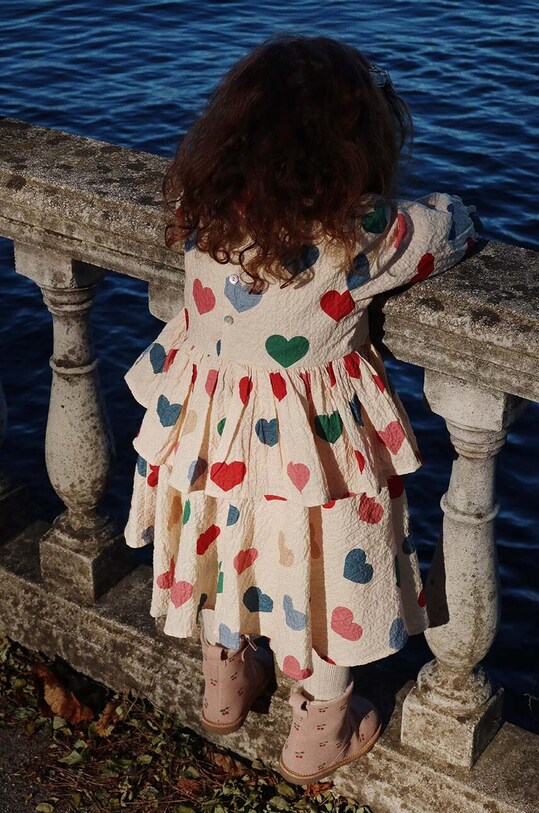 Konges Sløjd gyerek ruha ELIN FRILL DRESS GOTS hosszú bézs KS101496