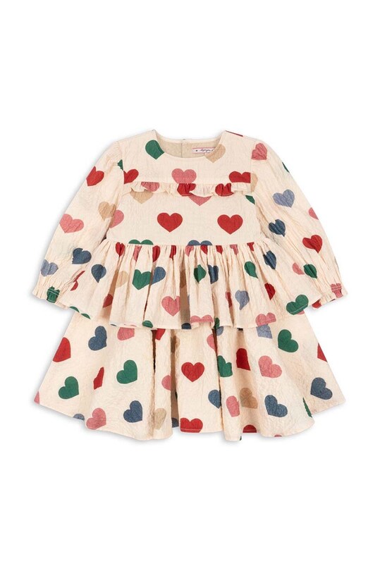 Konges Sløjd gyerek ruha ELIN FRILL DRESS GOTS KS101496 bézs AW24
