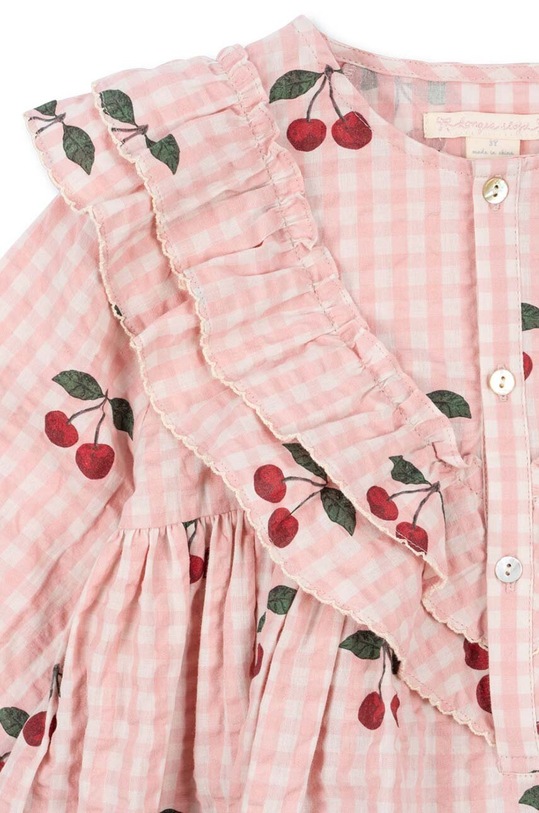 Fete Konges Sløjd rochie din bumbac pentru copii KIM FRILL DRESS GOTS KS101547 roz