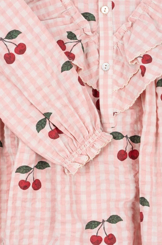 Konges Sløjd rochie din bumbac pentru copii KIM FRILL DRESS GOTS roz KS101547