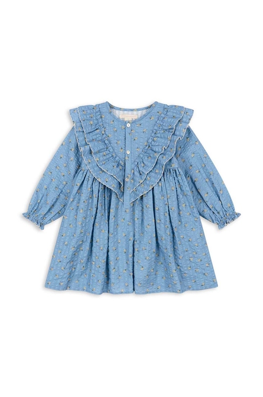 Konges Sløjd rochie din bumbac pentru copii KIM FRILL DRESS GOTS mini albastru KS101547