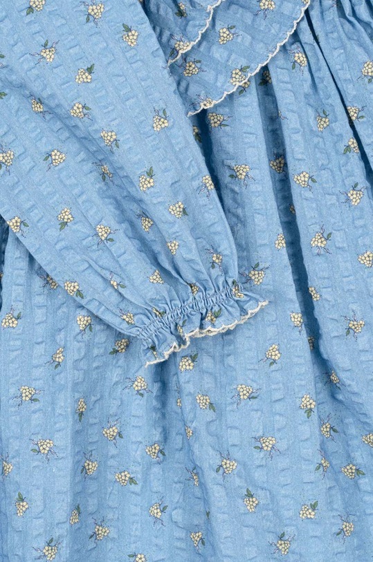 Konges Sløjd rochie din bumbac pentru copii KIM FRILL DRESS GOTS KS101547 albastru