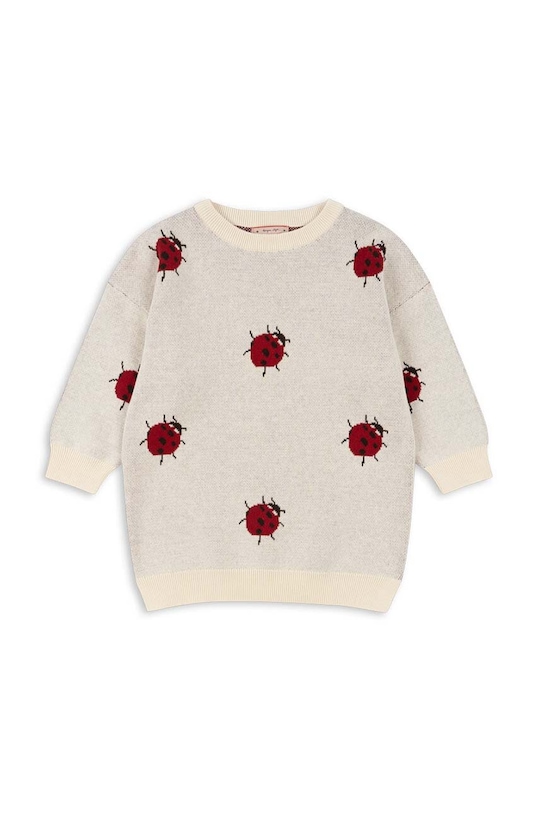 Konges Sløjd rochie din bumbac pentru copii LAPIS KNIT DRESS mini bej KS101553