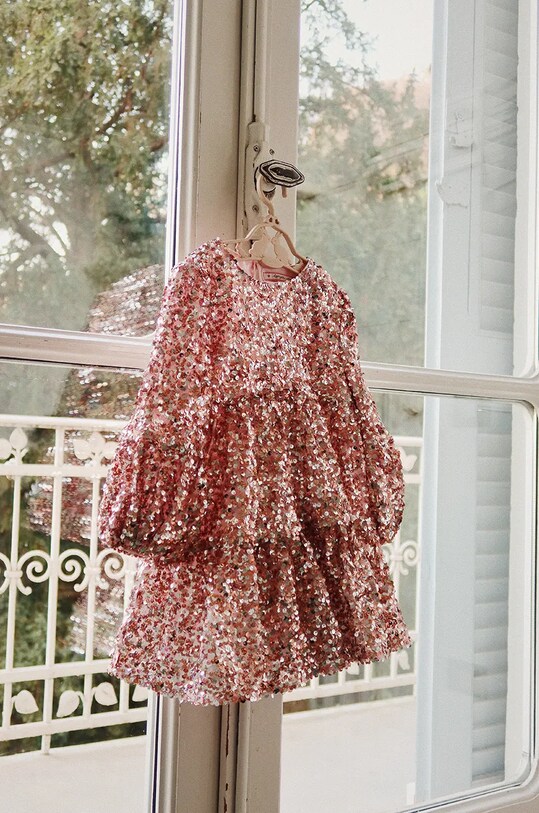 Konges Sløjd sukienka dziecięca LILA SEQUINS DRESS rozkloszowany różowy KS101558