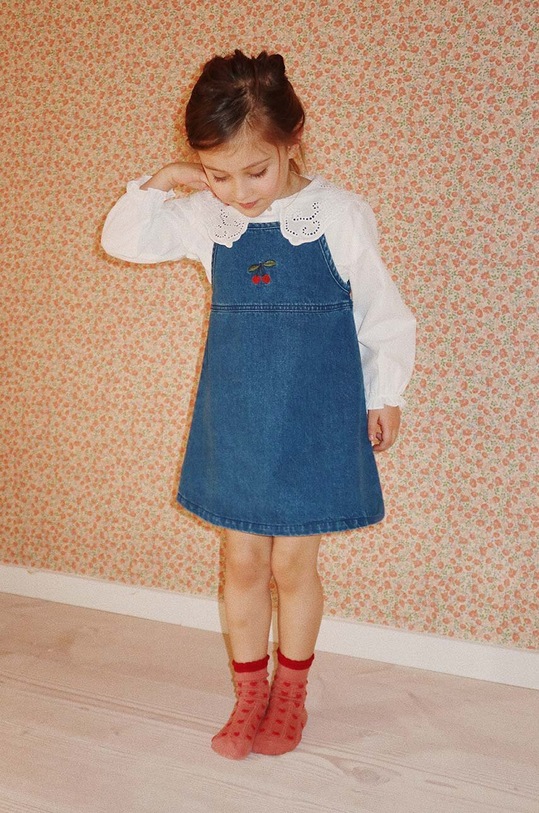 Dětské riflové šaty Konges Sløjd MAGOT STRAP DRESS GOTS mini modrá KS101583