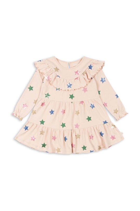 Хлопковое детское платье Konges Sløjd MALLI GLITTER DRESS GOTS длинный бежевый KS101594