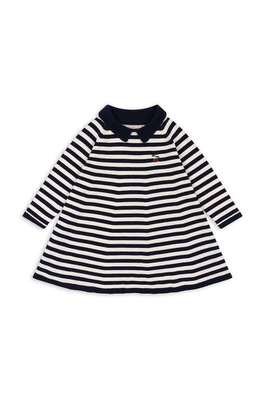 Konges Sløjd sukienka VENTON KNIT DRESS GOTS wzorzyste granatowy KS101723