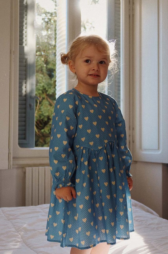 Konges Sløjd sukienka bawełniana dziecięca VIDA DRESS GOTS wzorzyste niebieski KS101726