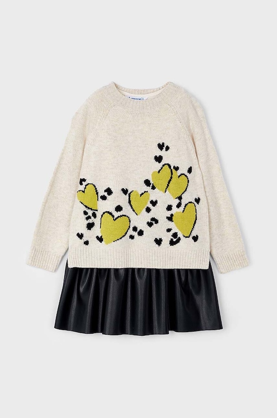 Παιδικό φόρεμα από μαλλί Mayoral 4925.6F.Mini.9BYH μπεζ AW24