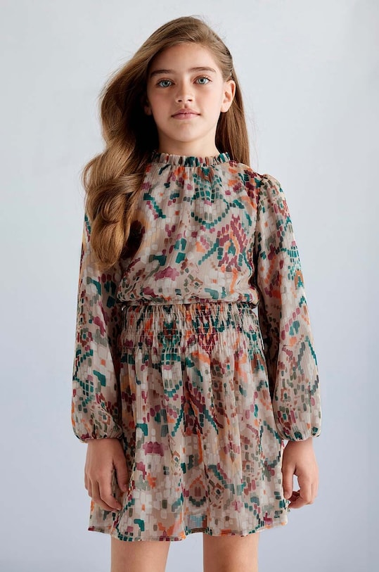 Mayoral sukienka dziecięca rozkloszowany beżowy 7981.8D.Junior.9BYH