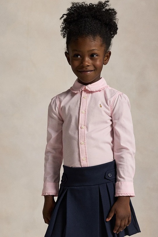 Dječja pamučna košulja Polo Ralph Lauren bez uzorka roza 312929954002