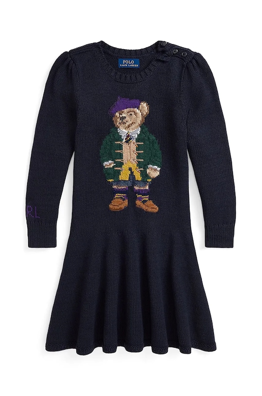 Детска памучна рокля Polo Ralph Lauren 312950801001 тъмносин AW24