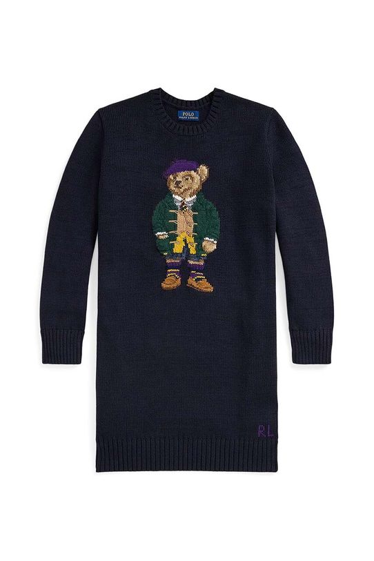 Polo Ralph Lauren sukienka bawełniana dziecięca 313950801001 granatowy AW24