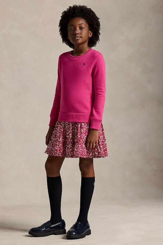 Dievčenské šaty Polo Ralph Lauren jednofarebný ružová 313959885001