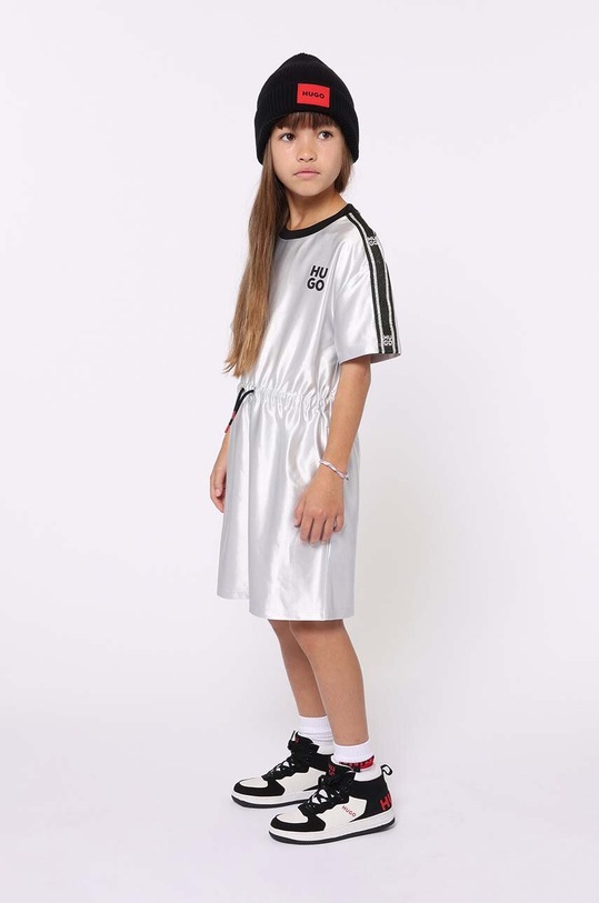 Dívčí šaty HUGO mini stříbrná G00241.114.150