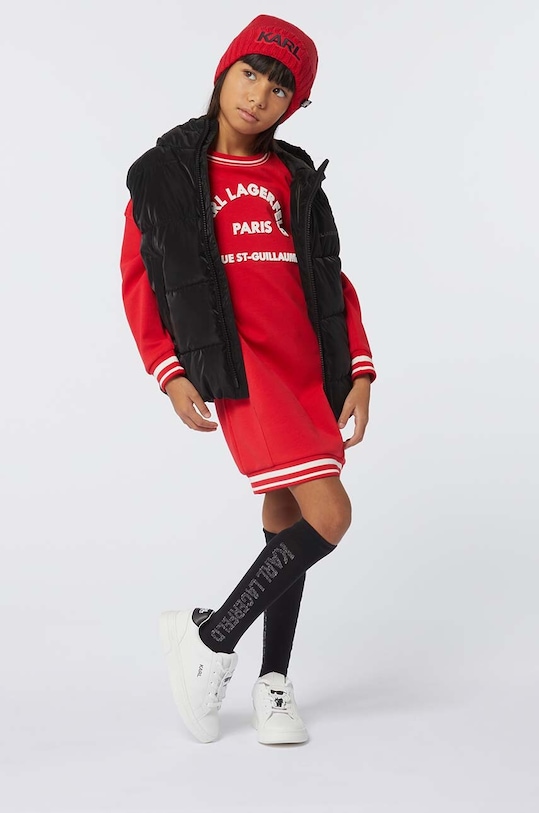 Dievčenské šaty Karl Lagerfeld s elastanom červená Z30237.156.162