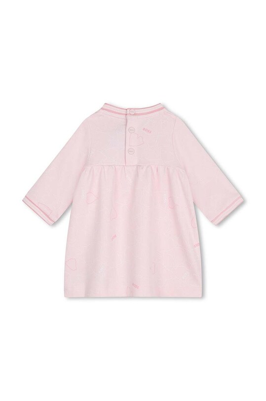 Хлопковое детское платье BOSS J51076.71.81 розовый AW24