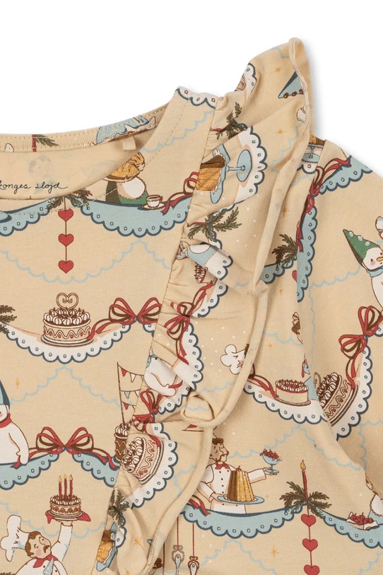 Dziewczynka Konges Sløjd sukienka dziecięca BASIC FRILL DRESS GOTS KS101889 beżowy