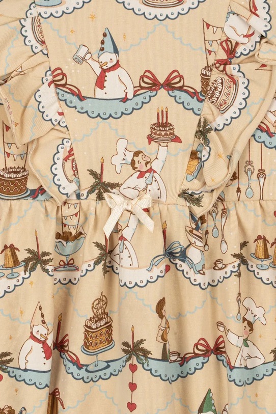 Konges Sløjd sukienka dziecięca BASIC FRILL DRESS GOTS beżowy KS101889