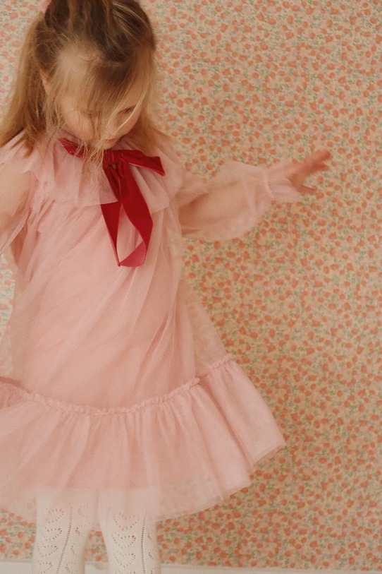 Konges Sløjd sukienka dziecięca BOW DRESS tkanina różowy KS101905
