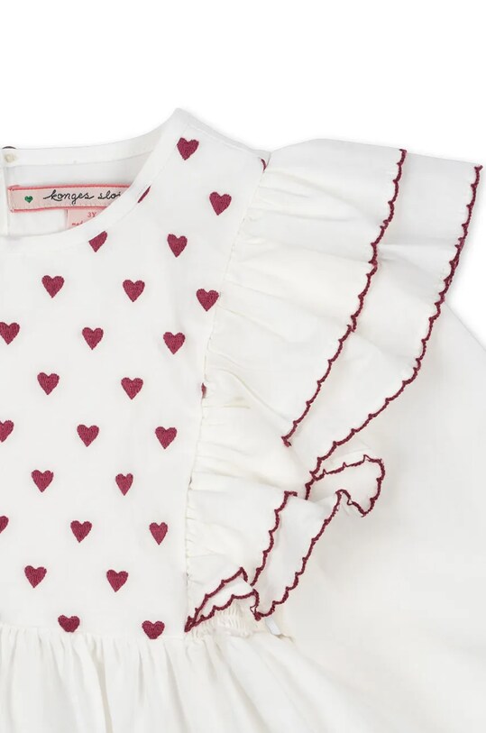 Хлопковое детское платье Konges Sløjd COEUR DRESS GOTS белый KS101933