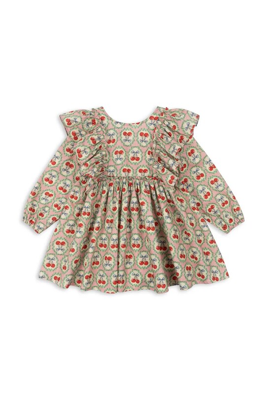 Konges Sløjd rochie din bumbac pentru copii EVIA LS BOW DRESS GOTS mini bej KS101964